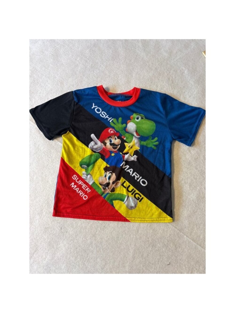 Nintendo Super Mario Luigi Yoshi Boys Pajama Top Shirt Blue Red Size 8 K220439MA